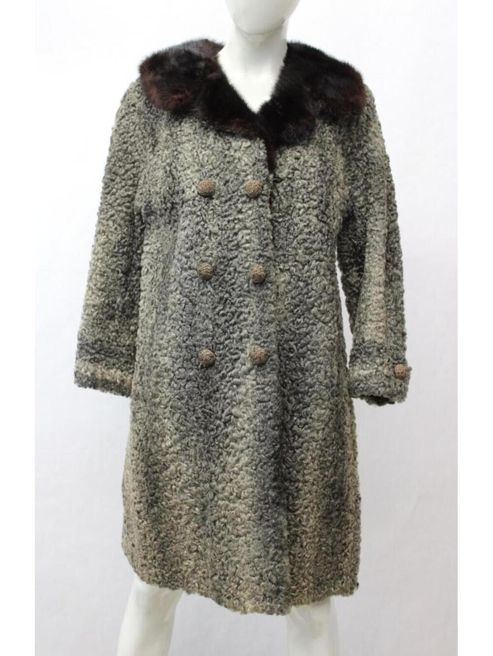 Scrap Item: Gray Lamb Astrakhan & Mink Fur Coat Jacket